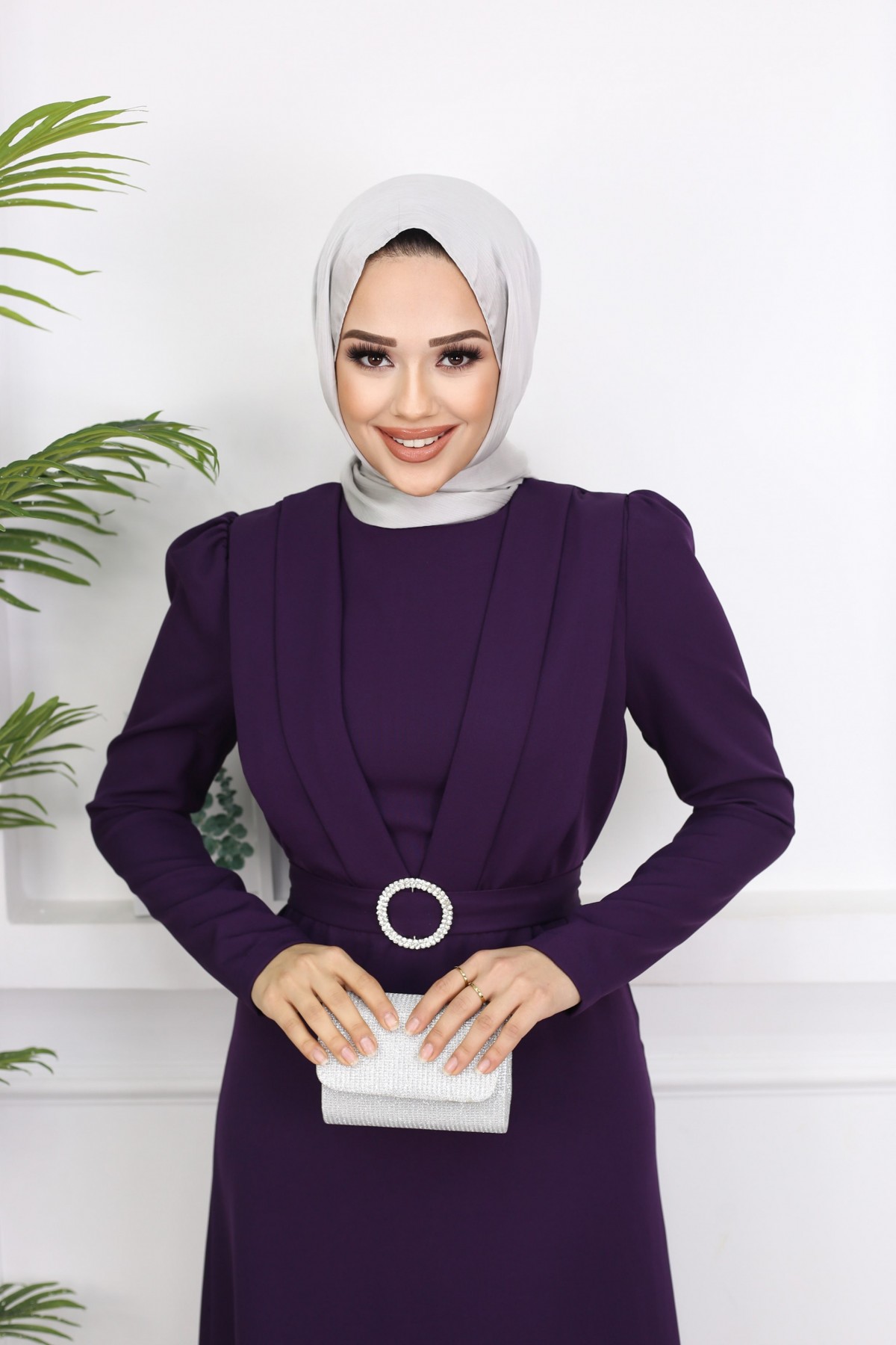 Kelebek Krep Elbise - MOR