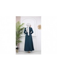 Kelebek Krep Elbise - Yeşil