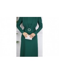 Kelebek Krep Elbise - Yeşil