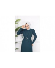 Kelebek Krep Elbise - Yeşil