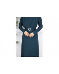 Kelebek Krep Elbise - Yeşil