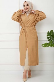 Önü Bağcıklı Trençkot - Bisküvi