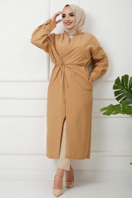 Önü Bağcıklı Trençkot - Bisküvi