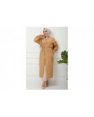 Önü Bağcıklı Trençkot - Bisküvi