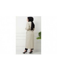 Önü Bağcıklı Trençkot - Taş