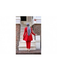 Ulyana Taşlı Takım - Kırmızı